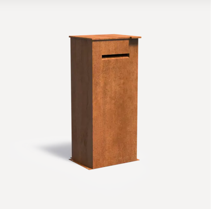 Briefkasten für Post und Pakete Case aus Cortenstahl